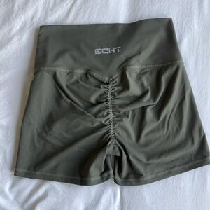 Olive green scrunch bottom workout shorts